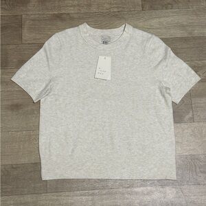 A New Day Women's Short Sleeve Cozy Knit Sweater Oatmeal Size M